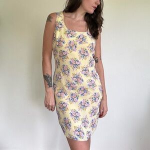 Vintage rayon mini floral dress. Size large